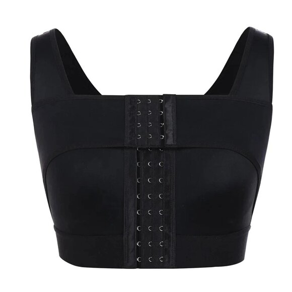 Post-Surgical Breast Band 3 Rows Hooks Chest Strap Wireless Two-Piece Sport Bra - Picture 6 of 7